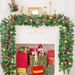 2.7M Christmas Wreath Garland With Pine Needles, White & Red Berries, Pinecones - Rustic Wall Decor For Fireplace, Mantel,_voghion.com