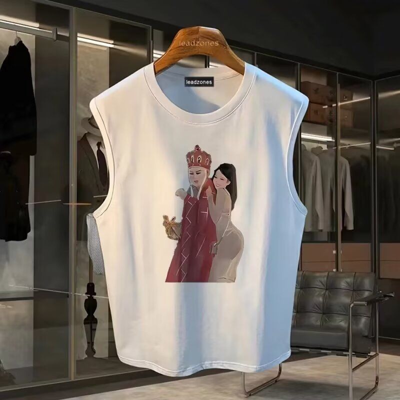 Pánské oblečení Trendy značkové čisté bavlněné tričko bez rukávů Pánské letní novinky Trendová vesta Sportovní běžecká vesta Top oblečení_voghion.com