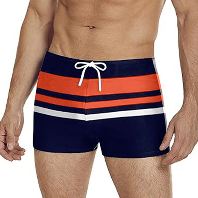 Men's Striped Swim Trunks - Adjustable Drawstring & Quick-Dry Fabric (Stylish & Comfortable For Beach & Pool Activities)​_voghion.com