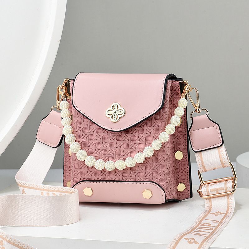 Taschen für Damen Handytasche Modische Textur Umhängetasche Vielseitiger Stil Perlenkette Kleine Tasche_voghion.com