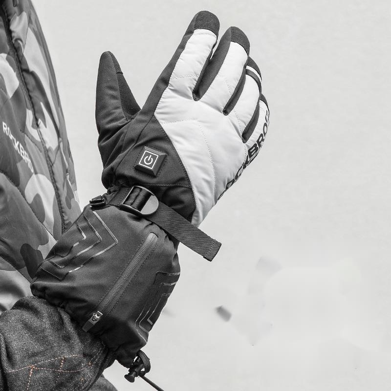 Luvas de esqui ao ar livre para motocicleta, aquecimento elétrico, inverno, bicicleta elétrica, tela sensível ao toque quente para homens e mulheres_voghion.com