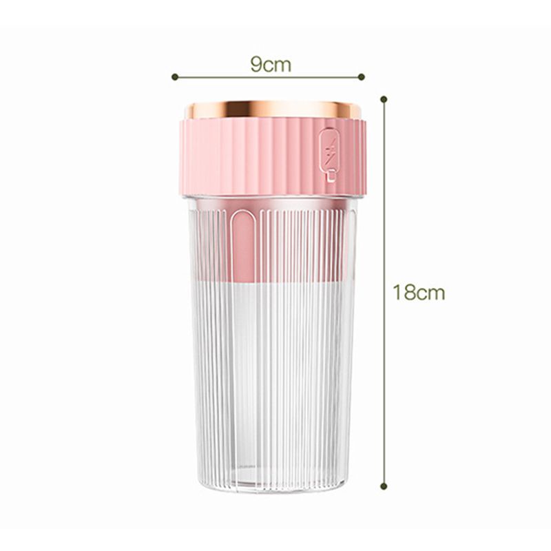 Spremiagrumi elettrico portatile, mini frullatore ricaricabile tramite USB a 6 lame per frullati, succhi e frappè, bicchiere da viaggio per succhi da 400 ml senza BPA_voghion.com