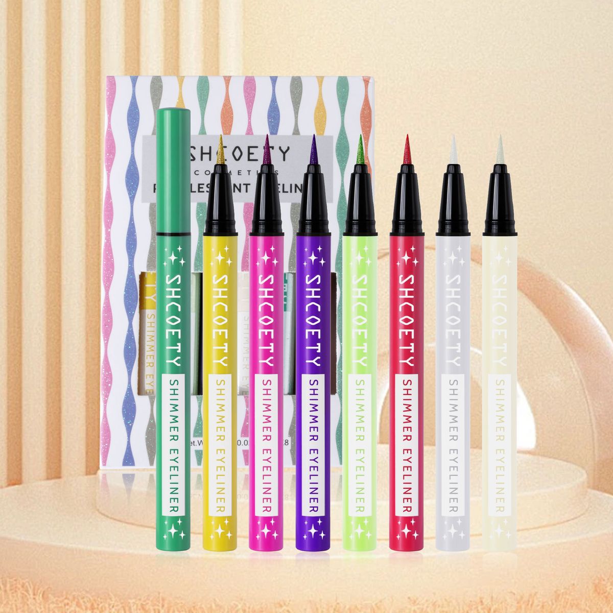 Lidschatten & Liner-Kombinationsfarbe Perlglanz-Eyeliner-Set Perlglanz-Eyeliner mit feinem Glitzer Flüssige Gesichtsfarbe Wasserfest und schweißfest_voghion.com