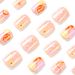 Wearing Three Color Patchwork With Wavy Lines And Smiling Face Patches, Pink Heart-shaped White Starry Nail Patches_voghion.com