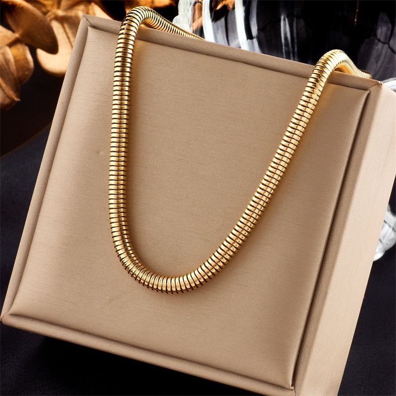 Light Luxury Niche Design Minimalist Cuban Metal Heavy Craft Titanium Steel Round Thick Chain Necklace_voghion.com