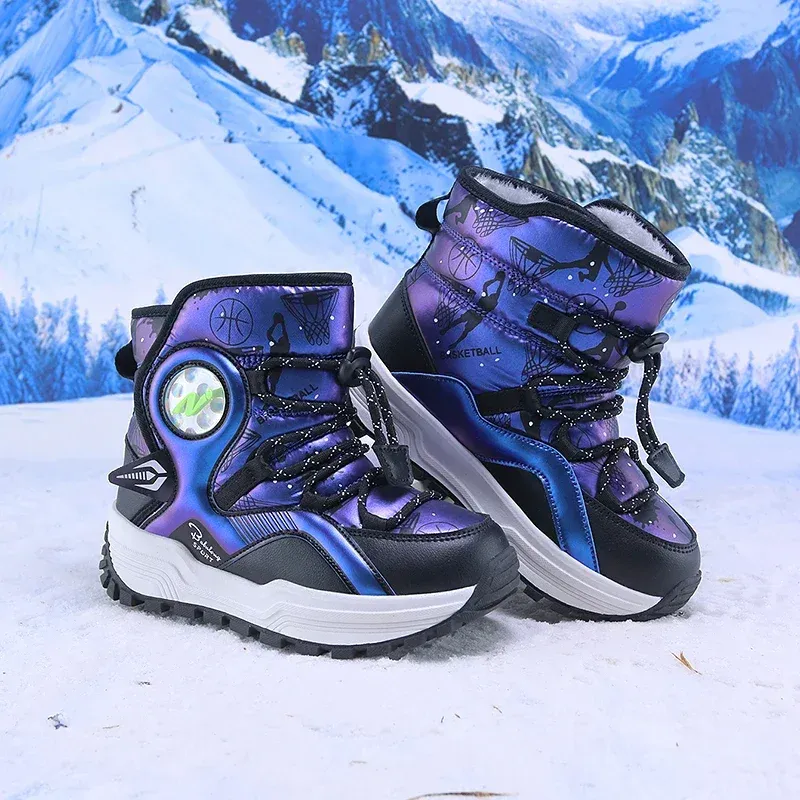 Children's Snow Boots Thickened Veet Boys and Girls Outdoor Non-slip Steel Claw Hiking Waterproof Child Casual Warm Boot_voghion.com