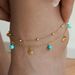 Niche Stainless Steel Plated Natural Turquoise Pendant Mini Shell Tassel Double Layer Anklet For Women_voghion.com