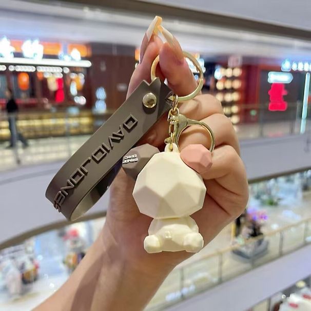 Llavero con colgante de mochila para pareja de muñecos de dibujos animados con forma de oso facetado creativo, regalo pequeño_voghion.com