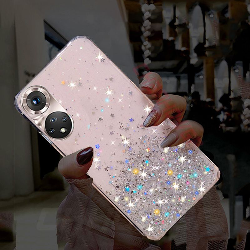 Luxe Gradiënt Glitter Bling Zachte Siliconen Case Voor Huawei P50 Pro Honor 50 Pro SE Helder Transparant Back Cover_voghion.com