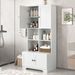 Tall And Wide Bathroom Floor Storage Cabinet, Bathroom Storage Unit, Freestanding Cabinet With 4 Doors, Adjustable Shelves, Open Multi-layer Shelves_voghion.com