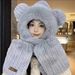 Winter New Women's Plush Hat Scarf Gloves Outdoor Thickened Cycling Warm Three-Piece Set_voghion.com