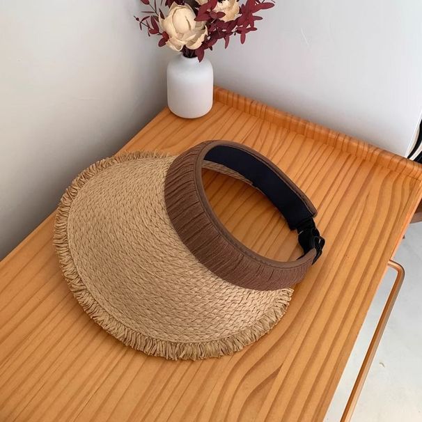 Big Eaves Sun Protection Hat Sun Hat Summer Beach Travel Ultraviolet Vacation Empty Top Sun Hat Straw Hat_voghion.com