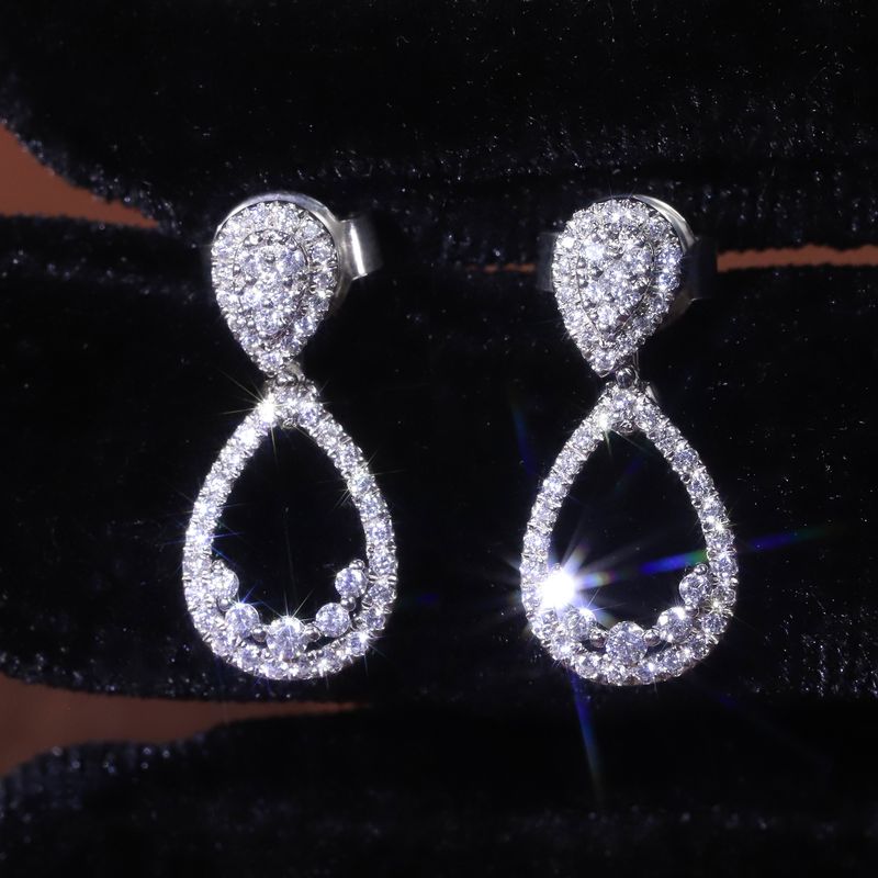 All Match Luxury Cluster Inlaid Diamond Earrings With Multiple Wearing Methods 9/10/14/18k Gold Cultured Diamond Earrings Do Not Fade_voghion.com
