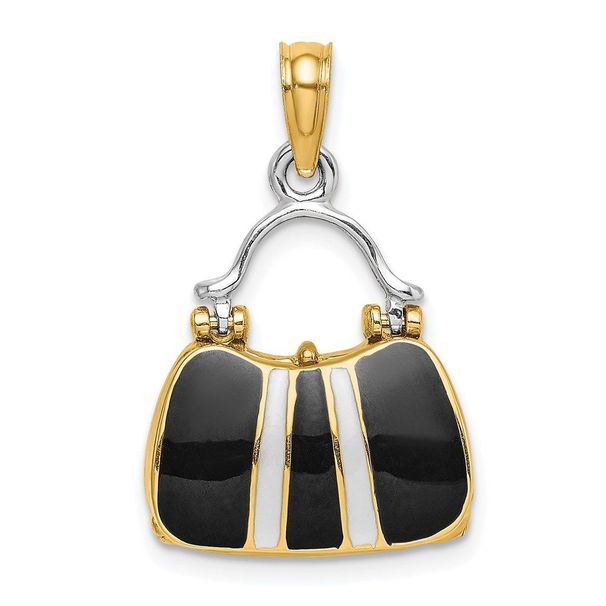14K & Rhodium 3-D And Enameled Opens Handbag Charm_voghion.com