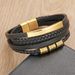 Leather Cord Stainless Steel Simple Woven Men's Multi-layer Bracelet_voghion.com
