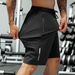 Men's Breathable Nylon Spandex Summer Shorts - High Elasticity, Waist Drawstring, Zipper Pockets, Navy Blue, Ideal For Gym, Hiking_voghion.com