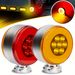 Parafango posteriore bifacciale rotondo rosso ambra 2 pezzi con supporto per perno, luce di stop e indicatore di direzione posteriore a 14 LED_voghion.com
