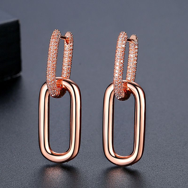 Orecchini a cerchio geometrici da donna - Orecchini pendenti lunghi minimalisti con design a cerchio in metallo per donne Regali di lusso per le amiche_voghion.com