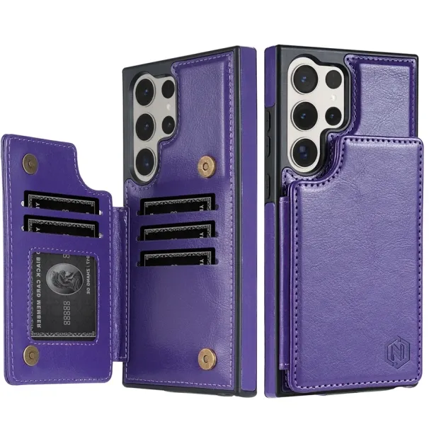 Portemonnaie RFID Blockéierungsschicht Schutz Anti-Déifstall Magnéitesch Liederhülle Fir Samsung Galaxy S24 FE S23 Ultra S22 Plus S21 S20FE Cover_voghion.com