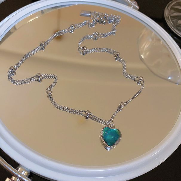 Colar de pérolas galvanizadas a ouro genuíno com camada dupla e amor criativo, corrente de clavícula doce, estilo nicho do Instagram_voghion.com