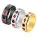 Anillo giratorio de acero de titanio para hombre, con diseño de naipes, con personalidad, color negro y rojo, con transferencia cuadrada, joyería_voghion.com