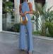 2025 Summer New Design Halter Neck Top Two-Piece Set Draped Casual Pleated Wide-Leg Pants Suit For Women_voghion.com