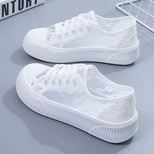 Small White Shoes Female Students Korean Version Mesh Shoes Breathable Mesh Panel Shoes Solid Color Shallow Mouth Casual Shoes Show Small Feet_voghion.com