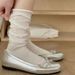 Ballet Style Bow JK Lolita Women's Knee High White Summer Non-Slip Calf Hair Seamless Socks_voghion.com