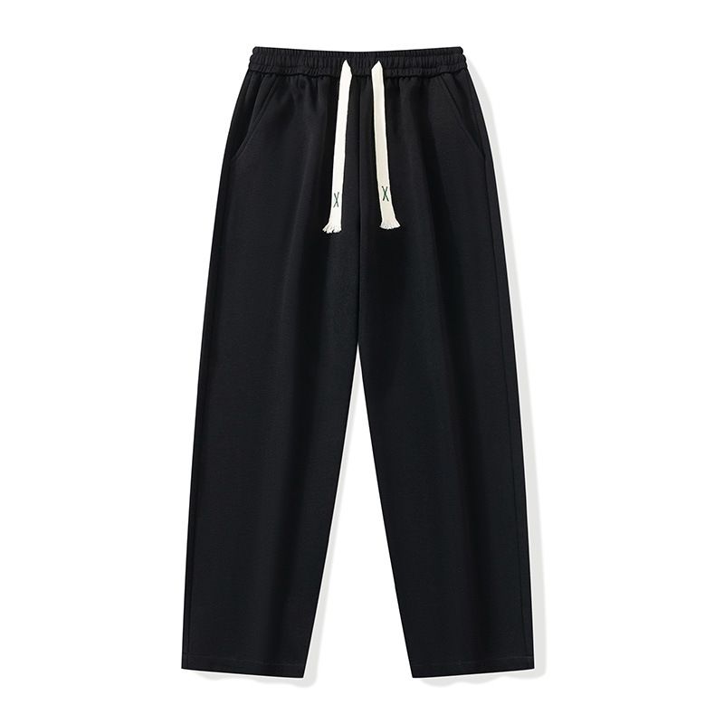 Lässige Herrenhose mit weitem Bein und Kordelzug in der Taille – bequeme Hose mit geradem Bein in Unifarben für den Alltag_voghion.com
