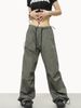 American Style Wide-Leg Cargo Unisex Summer New Drawstring Elastic Waist Versatile Sports Casual Pants_voghion.com