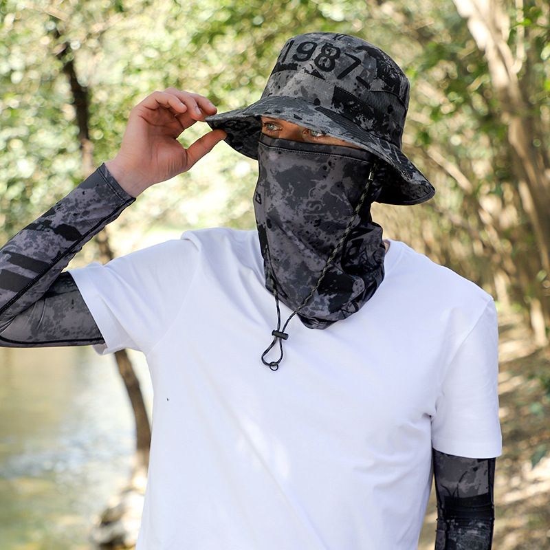 Foldable Fisherman Hat For Men - UPF 50+ Sun Protection With Cooling Face Mask & Breathable Arm Sleeves_voghion.com