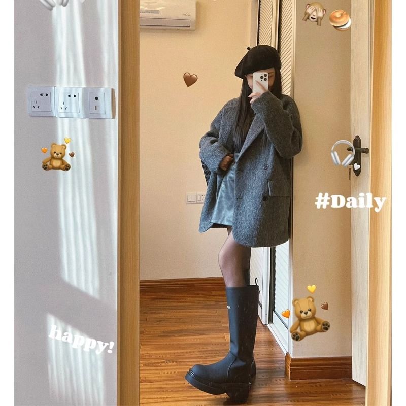 2024 autumn and winter new small thick suit Hepburn style short women's woolen coat_voghion.com