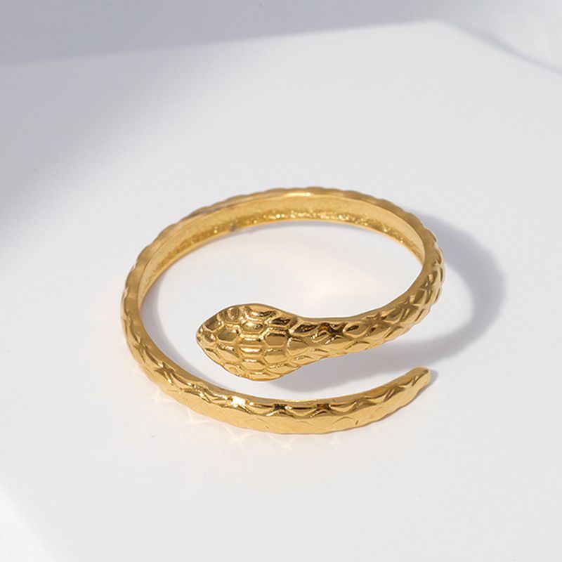 Stainless Steel Open Snake Ring For Women, Dark Gothic Style, Anti-Fade, Niche Design, High-End_voghion.com