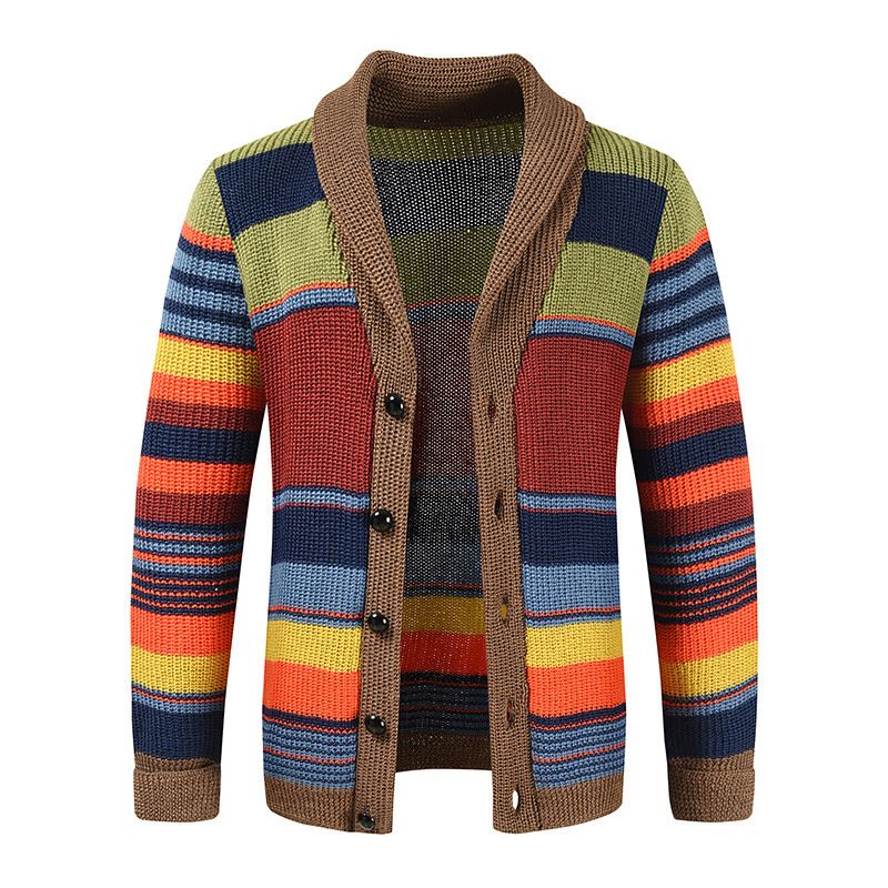Pull à revers de couleur assortie pour hommes, manteau à la mode, pull Slim décontracté_voghion.com