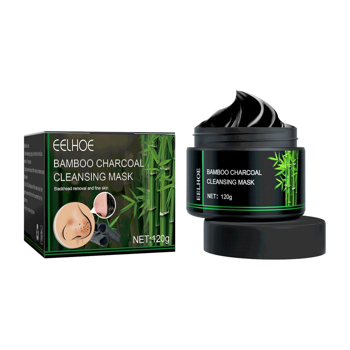 EELHOE masque facial au charbon de bambou, élimine les points noirs, élimine l'acné, rétrécit les pores, contrôle de l'huile, Film de boue hydratant_voghion.com