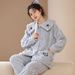Warm And Comfortable Pajamas Women's Autumn And Winter Fleece Thickened Loungewear Set_voghion.com