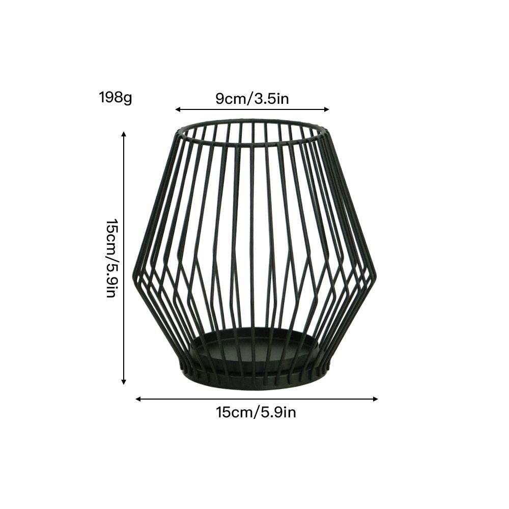 Portacandele a forma di lanterna geometrica in ferro battuto – Design a forma di diamante di ispirazione nordica per interni ed esterni (piccolo/medio/grande, oro/nero)_voghion.com