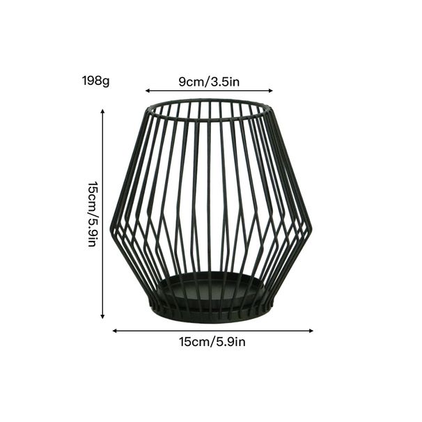 Portacandele a forma di lanterna geometrica in ferro battuto – Design a forma di diamante di ispirazione nordica per interni ed esterni (piccolo/medio/grande, oro/nero)_voghion.com