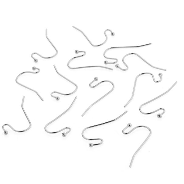 Pendientes de bola de joyería de acero inoxidable 316L con gancho para la oreja quemado, cuentas soldadas, 100 piezas/paquete_voghion.com