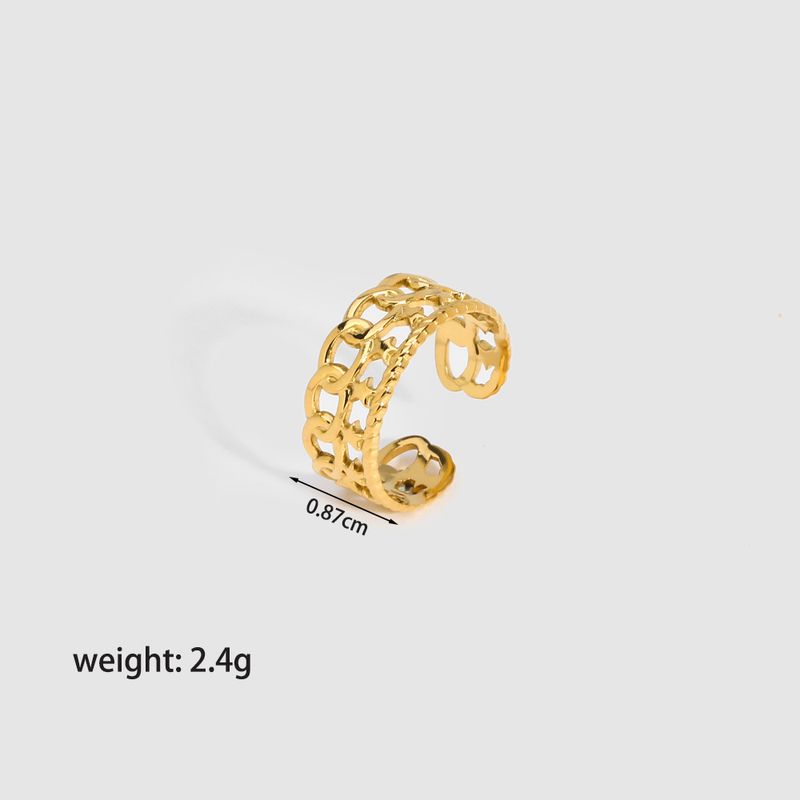 Nuovo anello in acciaio inossidabile versatile con catena cubana a doppio strato in titanio e oro per donna._voghion.com