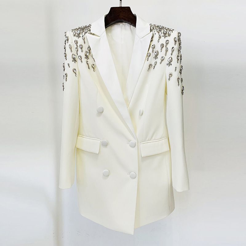Women's Fashion Beaded And Diamond-studded Slim-fit Suit Jacket_voghion.com