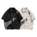 Short Summer Men's Casual Loose Shirt, Trendy Brand, Ruffled And Handsome Draped Work Jacket, Half Sleeved T-shirt_voghion.com