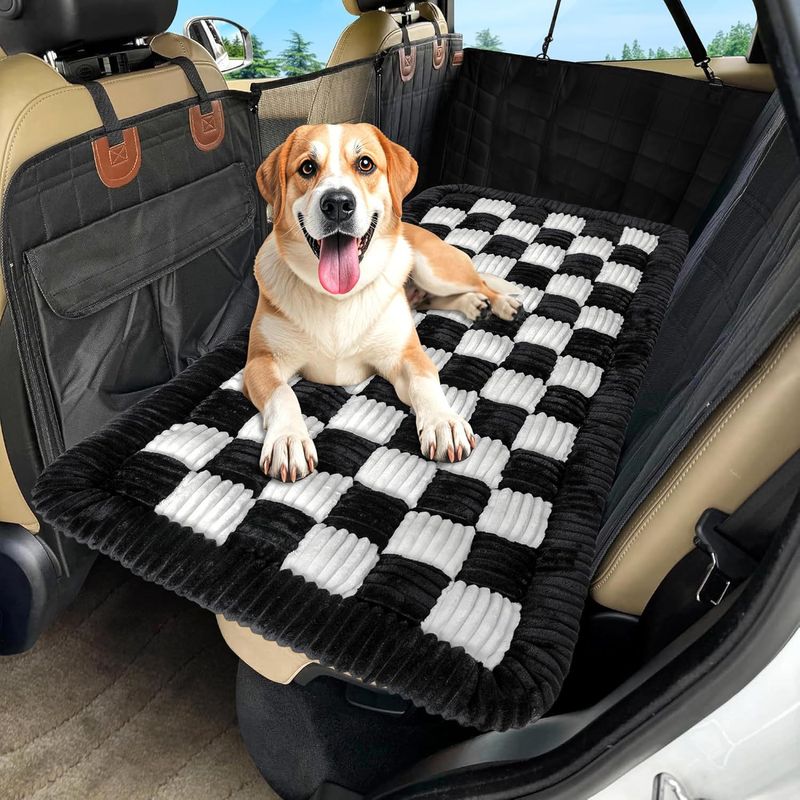 Sleeping Mat Pet Thickened Cushion Car Back Seat Plaid Dog Bed_voghion.com