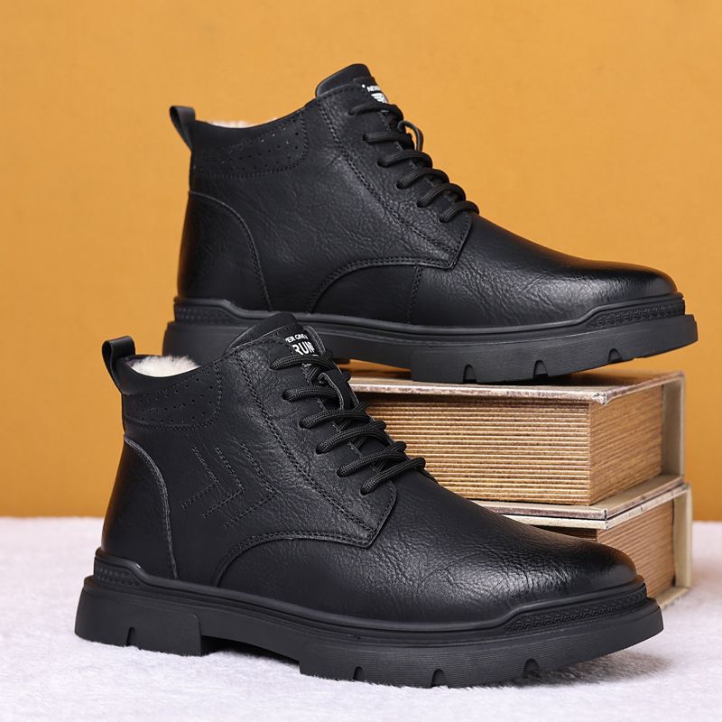 Nové zimní pánské boty s kašmírovými teplými, silnými, nepromokavými, protiskluzovými, sněhovými a bavlněnými botami_voghion.com