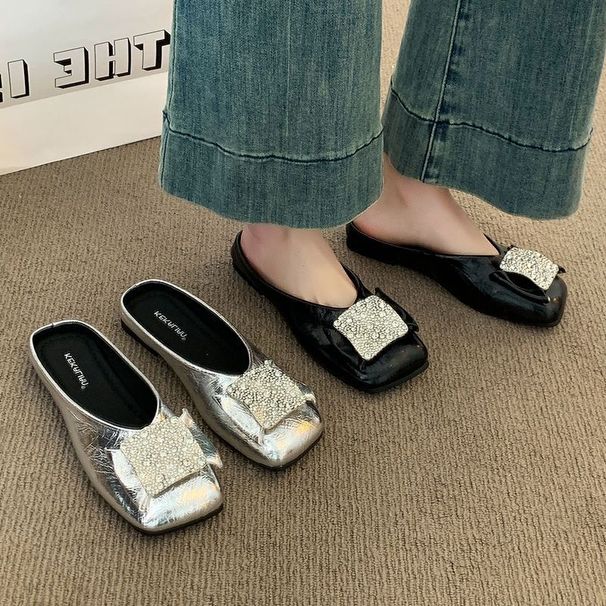 Baotou Mezze Ciabatte Estive Capispalla 2025 Nuovo Stile Super Hot One Step Stepping Donna Francese Lusso Argento Singolo_voghion.com