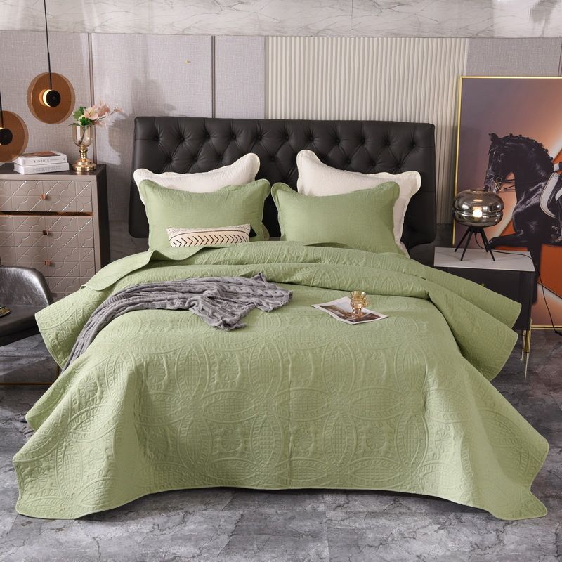 Set copriletto in cotone lavato, 3 pezzi - 1,8 m, trapuntato con imbottitura in cotone (uso in tutte le stagioni)_voghion.com