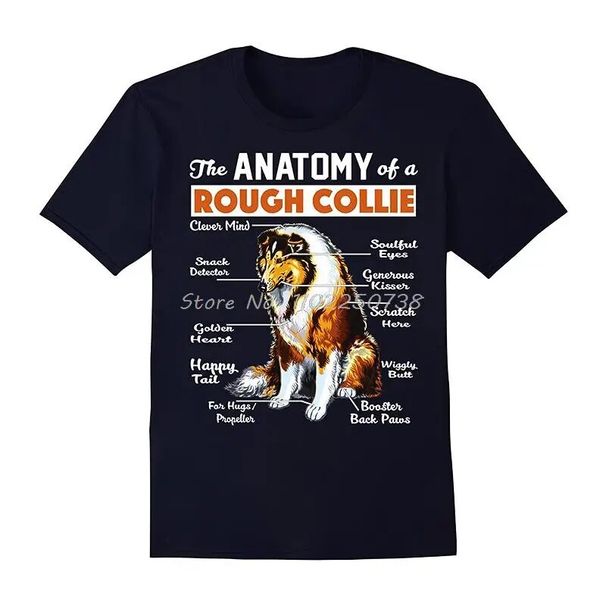 T-shirt d'anatomie Rough Collie au design unique. T-shirt d'été à manches courtes et col rond pour homme, Streetwear surdimensionné en coton_voghion.com