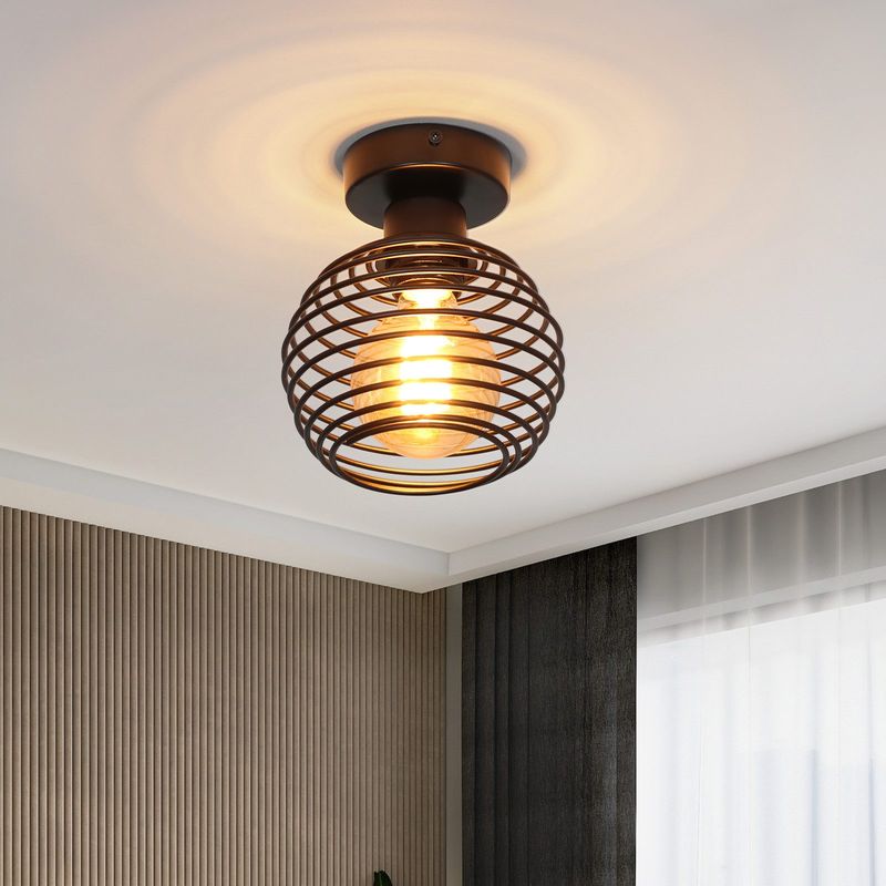 Deckenlampe Vintage Deckenleuchte Schwarz - Flurlampe Retro Treppenhauslampe Industrial Schlafzimmerlampe E27 Fassung Metall Lampenschirm Für Balkon_voghion.com