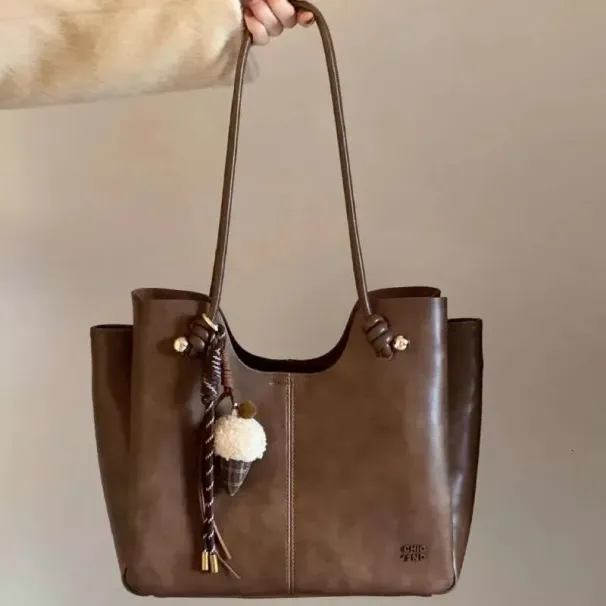 Borsa a tracolla grande a tre pieghe, modello 2025, per donna, autunno e inverno, con texture di alta qualità_voghion.com