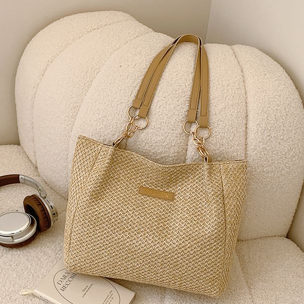 Tote Women's Large Capacity 2024 New Spring/Summer Grass Weaving Shoulder Bag with Advanced Sense for Work and Commuting_voghion.com